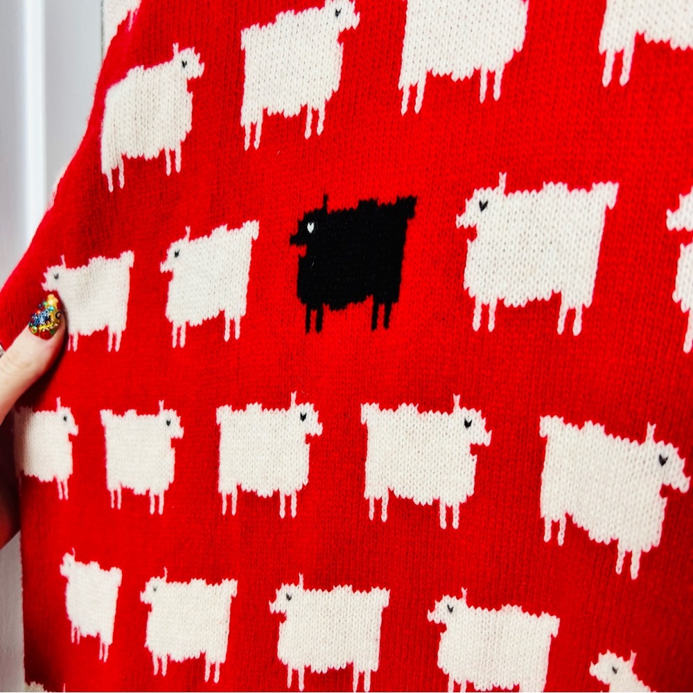 Rowing Blazers Black Sheep Sweater Diana Iconic Red White Wool Knit Pullover M - Picture 7 of 16